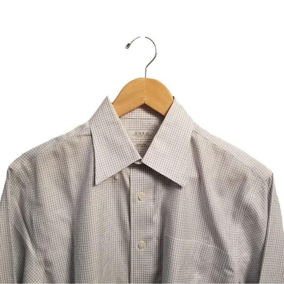 Enro Non Iron Long Sleeve White Multi Plaid Shirt Size 14.5 - 32/33  7 0297 - Picture 1 of 7
